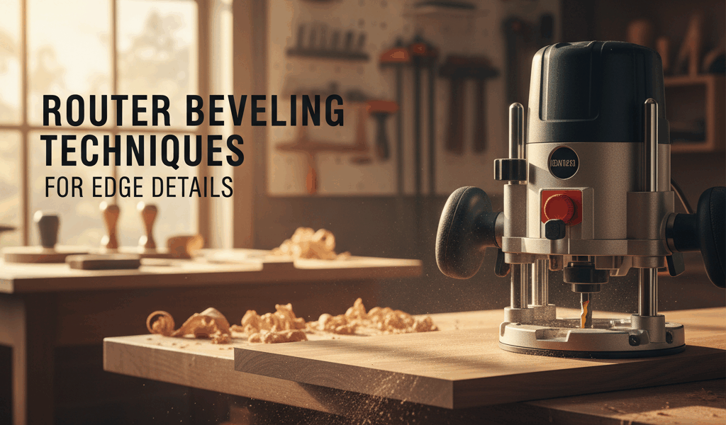 Professional featured image for woodworking article: Router Beveling Techniques for Edge Details. Hi