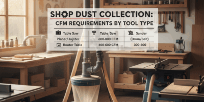 Professional featured image for woodworking article: Shop Dust Collection: CFM Requirements by Tool
