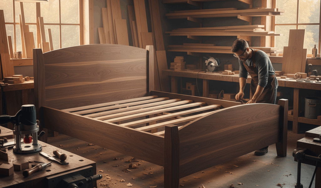 Professional woodworking image for article: Transform Your Bedroom with a Luxurious King Bed. Worksh