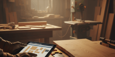 Professional woodworking image for article: Cut List Optimizer Tools for Woodworking. Workshop, wood