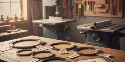 Professional featured image for woodworking article: Best Bandsaw Blades Reviewed. High quality phot