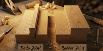 Professional featured image for woodworking article: Dado vs Rabbet Joints Comparison. High quality