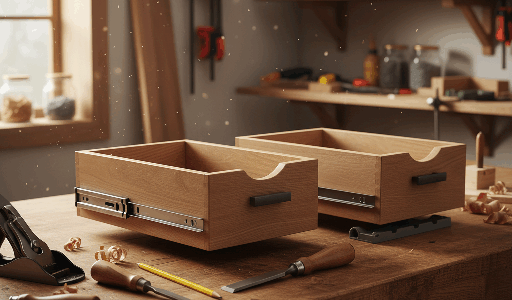 Professional featured image for woodworking article: Drawer Slides Comparison: Side Mount vs Under M