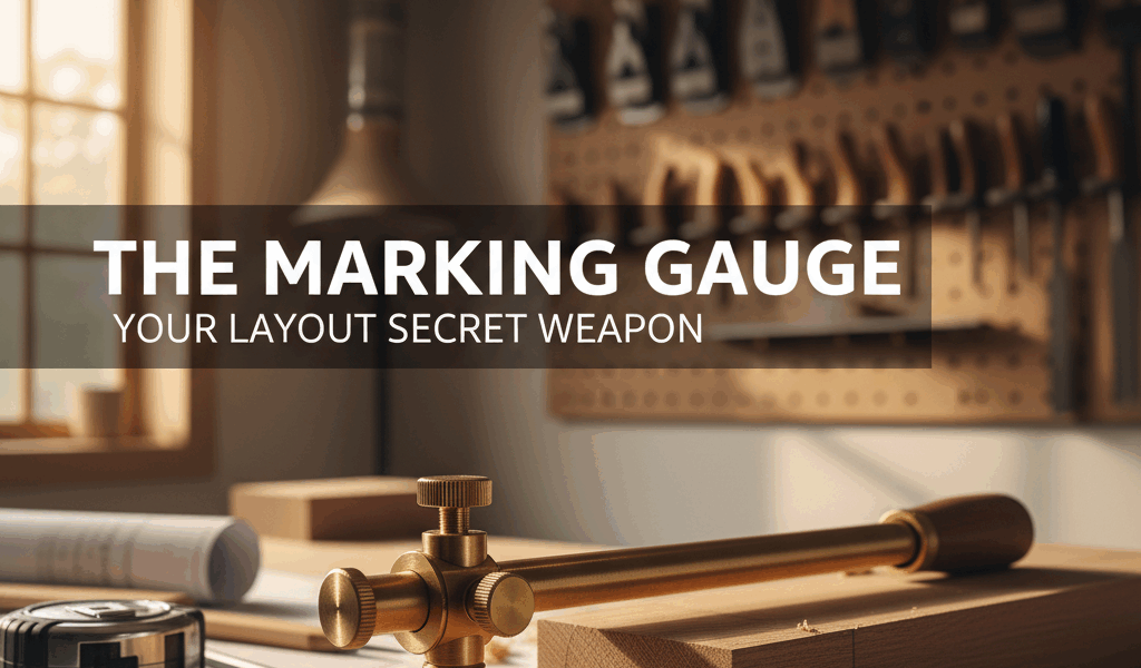 Professional featured image for woodworking article: The Marking Gauge - Your Layout Secret Weapon. 