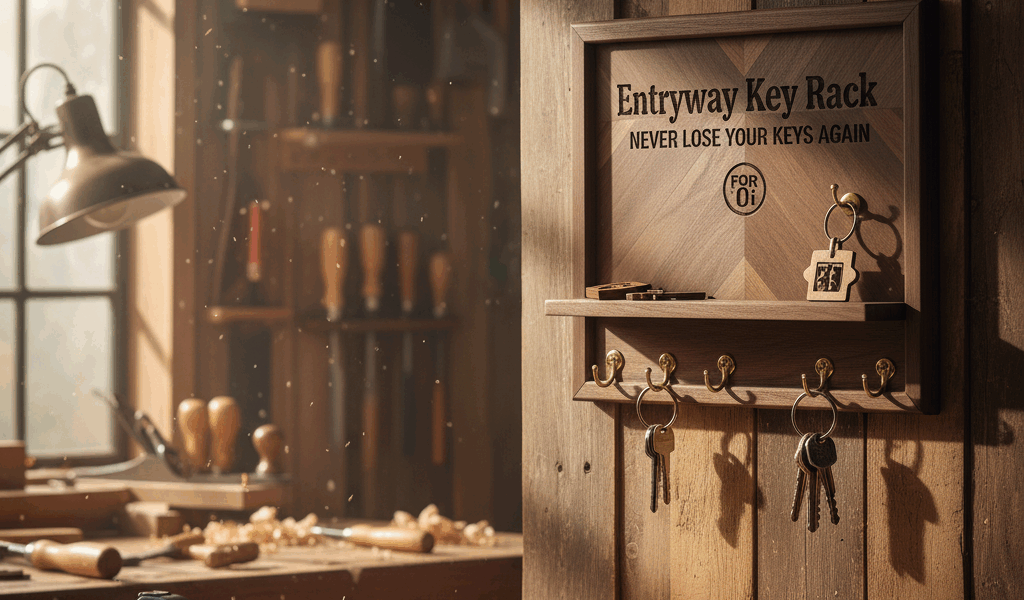 Professional featured image for woodworking article: Entryway Key Rack - Never Lose Your Keys Again 