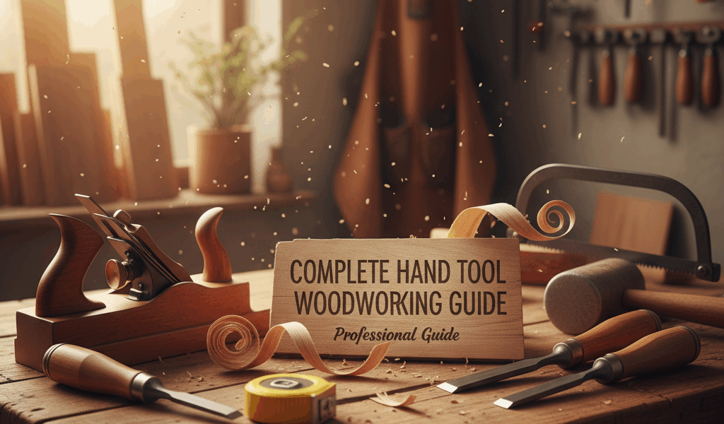 Professional featured image for woodworking article: Complete Hand Tool Woodworking Guide. High qual