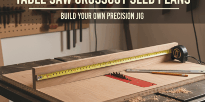 Professional featured image for woodworking article: Table Saw Crosscut Sled Plans. High quality pho