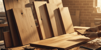 Professional featured image for woodworking article: Choosing a Wood Desk Top. High quality photogra