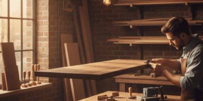 Professional woodworking image for article: Solid Wood Floating Shelf Ideas. Workshop, wood grain, t