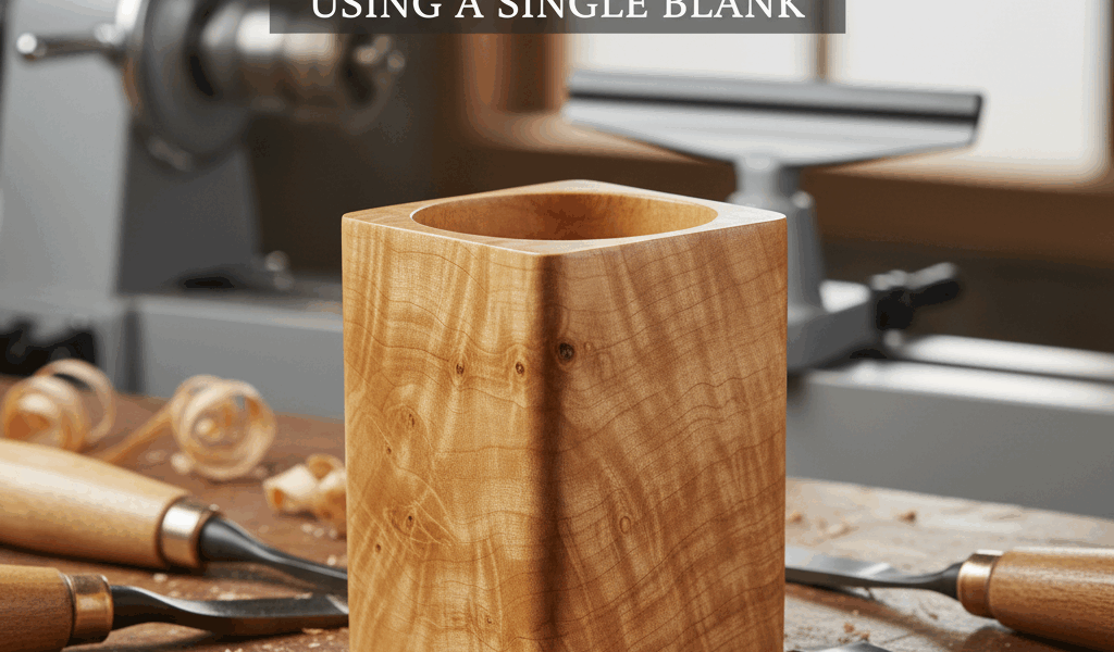 Professional woodworking featured image: Turned Pencil Cup - Lathe Basics Using a Single Blank