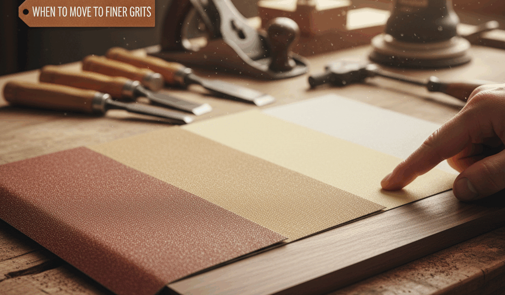 Professional featured image for woodworking article: Sandpaper Grit Sequence: When to Move to Finer 