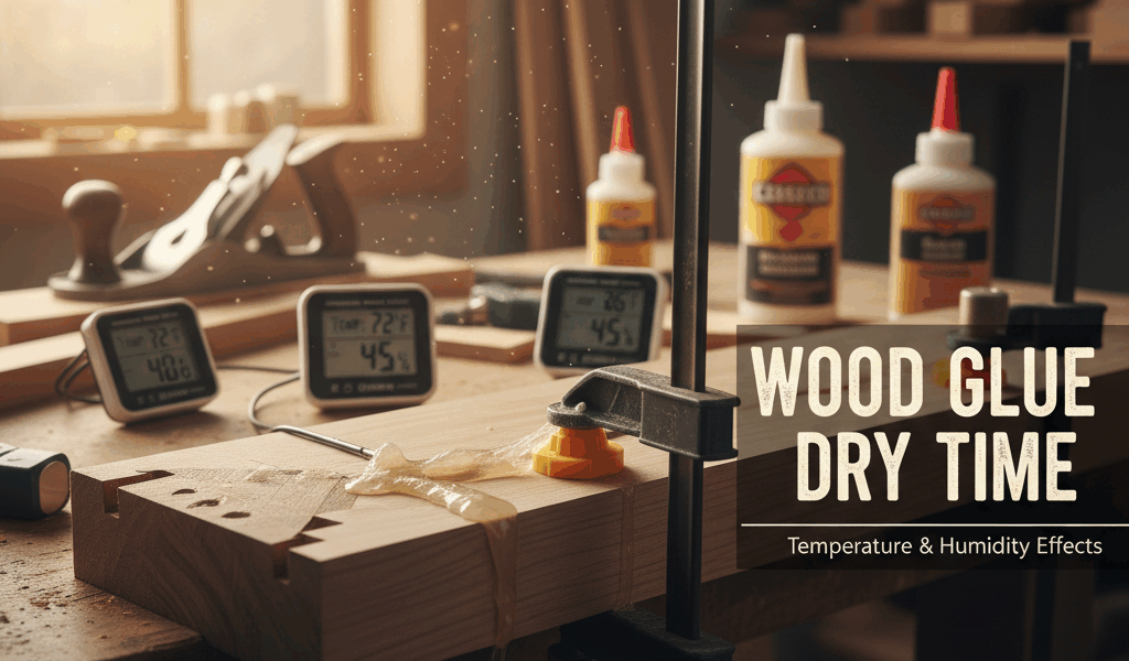 Professional featured image for woodworking article: Wood Glue Dry Time: Temperature and Humidity Ef