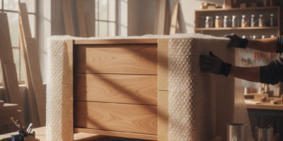 Professional woodworking image for article: How to Ship Furniture Safely. Workshop, wood grain, tool