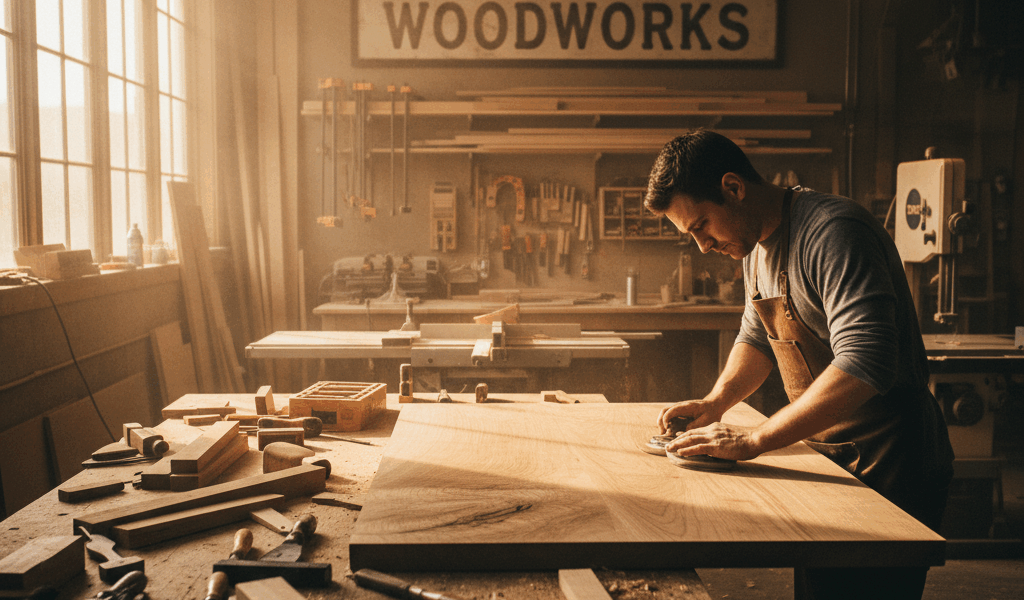Professional woodworking image for article: Finding Local Woodworking Shops. Workshop, wood grain, t