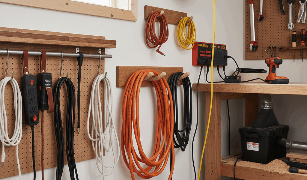Professional woodworking featured image: Extension Cord Storage Solutions for Workshops