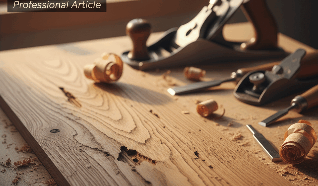 Professional featured image for woodworking article: Open Grain Wood Explained. High quality photogr