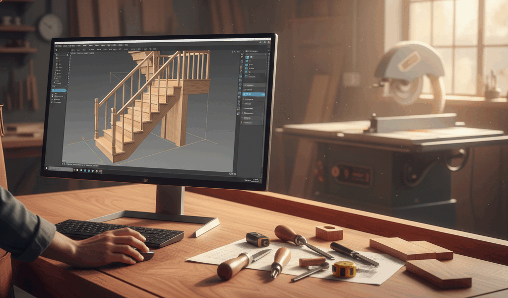 Professional woodworking image for article: CAD Software for Woodworking Projects. Workshop, wood gr
