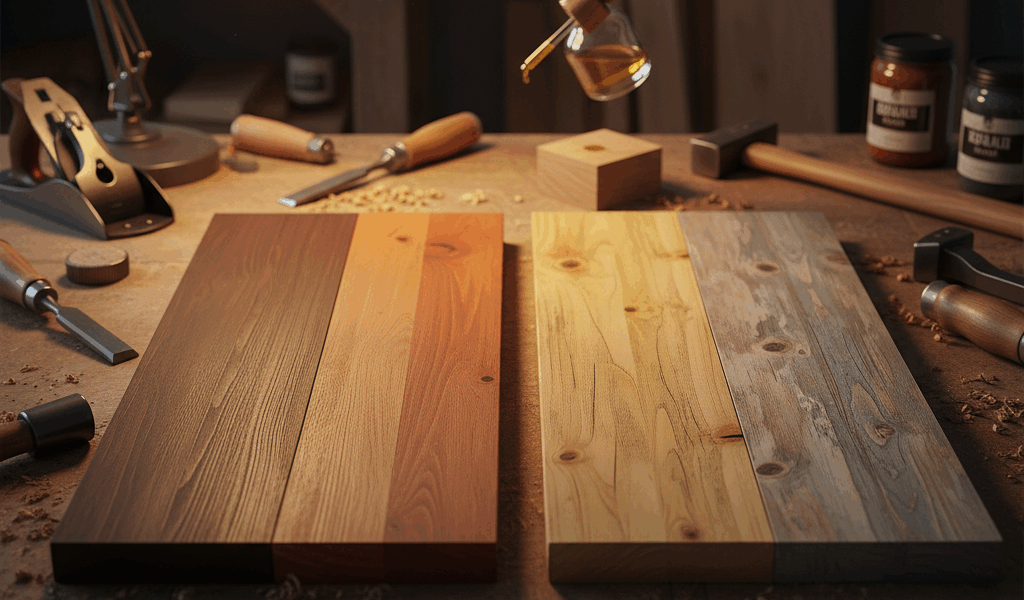 Professional featured image for woodworking article: Wood Stain Colors: Oak vs Pine Absorption Rates