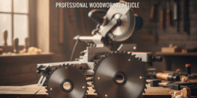 Professional featured image for woodworking article: Miter Saw Blade Size: 10-Inch vs 12-Inch Capaci