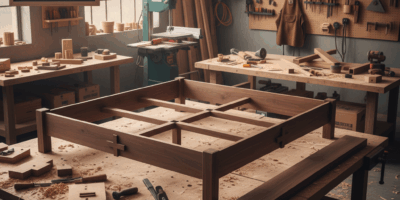 Professional featured image for woodworking article: King Wood Bed Frame Options. High quality photo