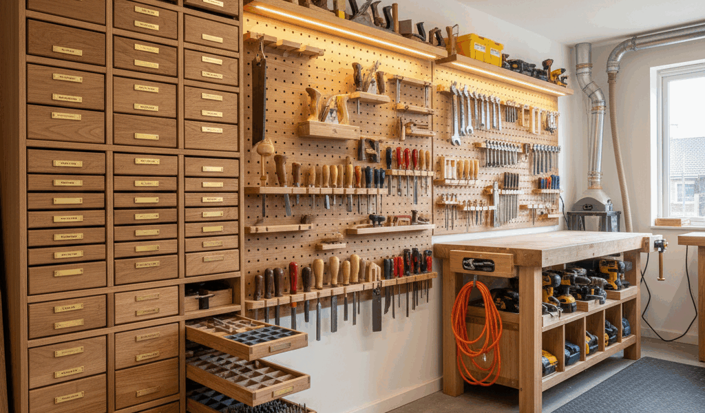 Professional woodworking featured image: Workshop Tool Storage Systems and Organization
