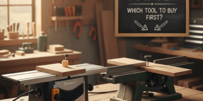 Professional featured image for woodworking article: Planer vs Jointer: Which Tool to Buy First. Hig