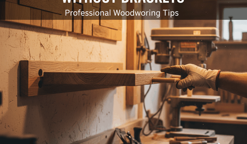 Professional woodworking image for article: How to Hang Floating Shelves Without Brackets. Workshop,
