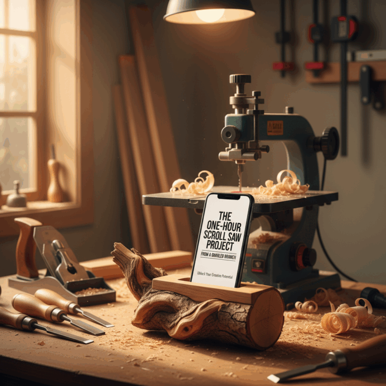 Professional featured image for woodworking article: The One-Hour Scroll Saw Project for Phone Dock