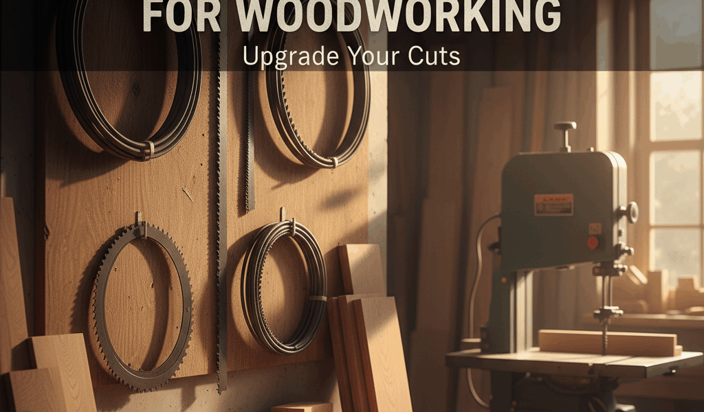 Professional featured image for woodworking article: Best Bandsaw Blades for Woodworking. High quali