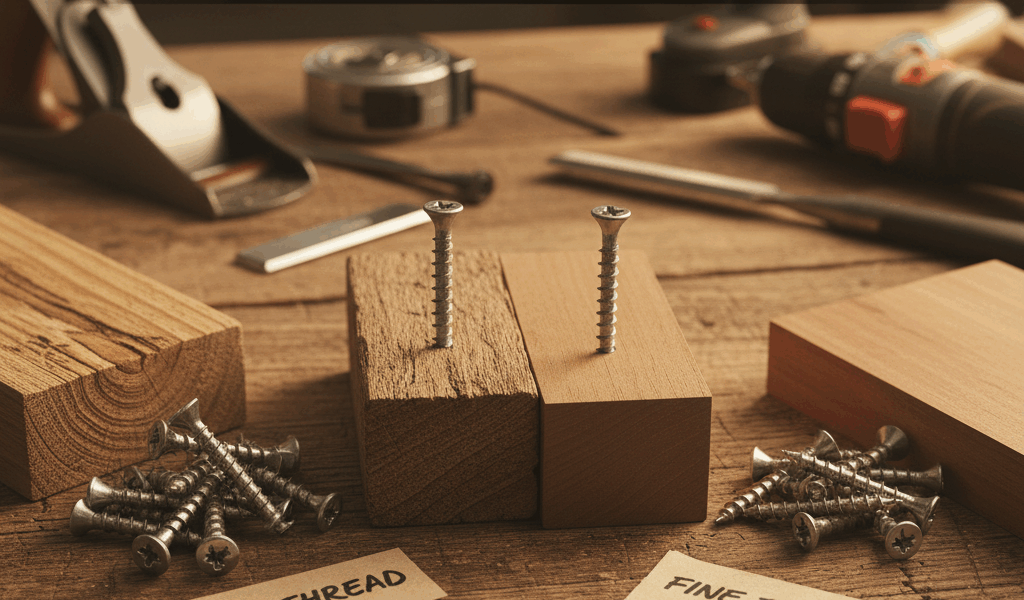 Professional featured image for woodworking article: Wood Screw Types: Coarse vs Fine Thread Selecti