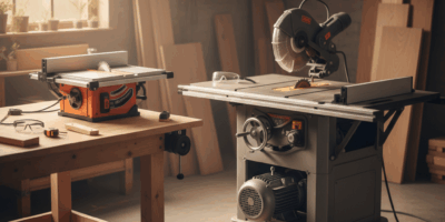 Professional featured image for woodworking article: Benchtop vs Cabinet Table Saw: Motor Power Comp
