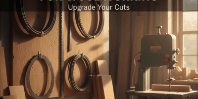 Professional featured image for woodworking article: Best Bandsaw Blades for Woodworking. High quali