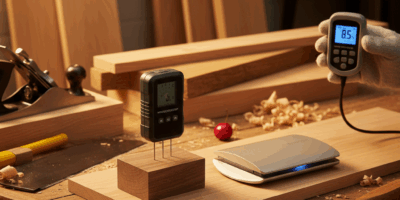Professional featured image for woodworking article: Best Moisture Meters for Wood. High quality pho