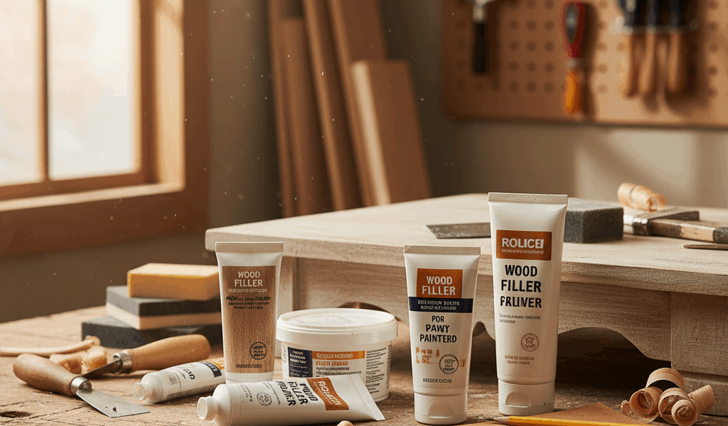 Professional featured image for woodworking article: Best Wood Fillers for Painted Projects. High qu