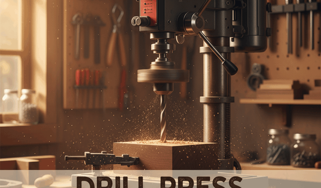 Professional featured image for woodworking article: Drill Press GIF Demonstrations. High quality ph
