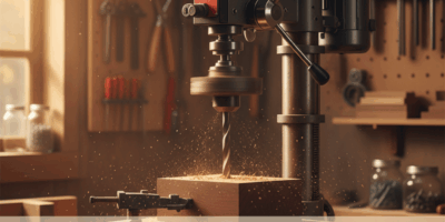 Professional featured image for woodworking article: Drill Press GIF Demonstrations. High quality ph