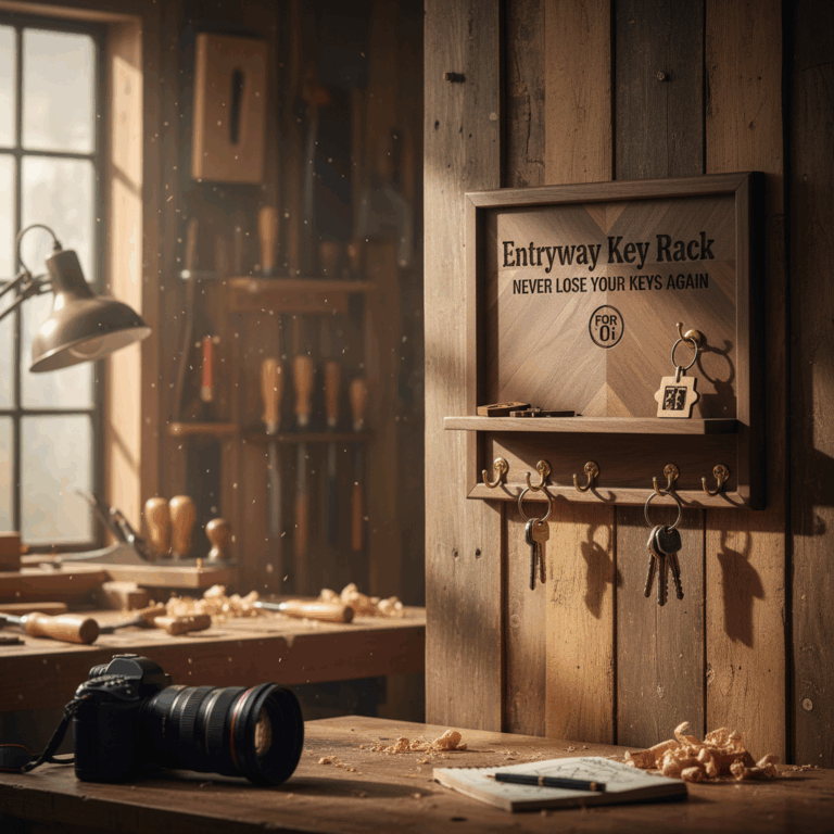 Professional featured image for woodworking article: Entryway Key Rack - Never Lose Your Keys Again