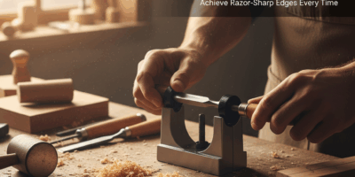 Professional featured image for woodworking article: Honing Guide Setup for Chisels. High quality ph