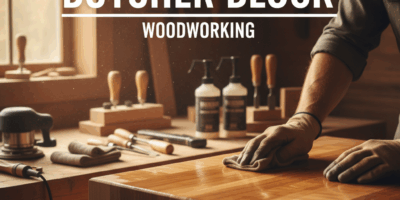 Professional featured image for woodworking article: How to Finish Butcher Block Countertops. High q