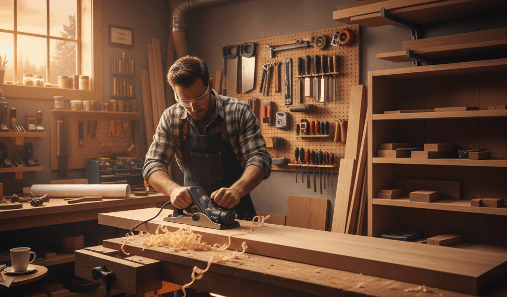 Professional featured image for woodworking article: How to Build In-Built Shelves. High quality pho