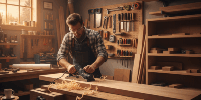 Professional featured image for woodworking article: How to Build In-Built Shelves. High quality pho