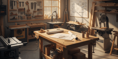 Professional featured image for woodworking article: How to Design Your Workshop Layout. High qualit