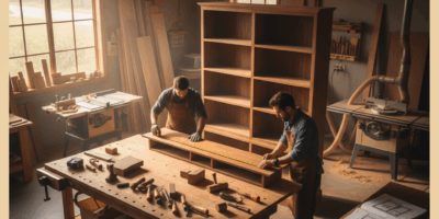 Professional featured image for woodworking article: How to Build Built-In Shelves. High quality pho