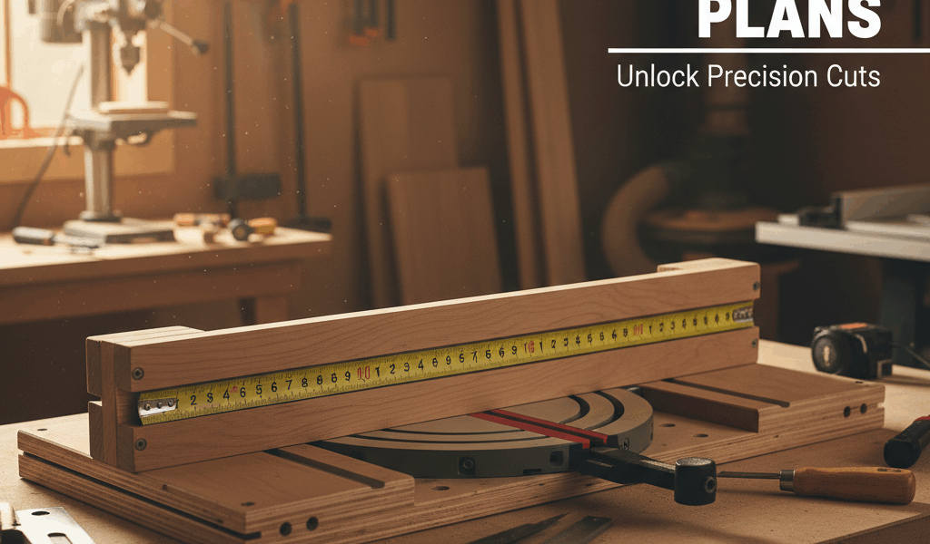 Professional featured image for woodworking article: Miter Sled Plans. High quality photography, wor