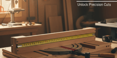 Professional featured image for woodworking article: Miter Sled Plans. High quality photography, wor