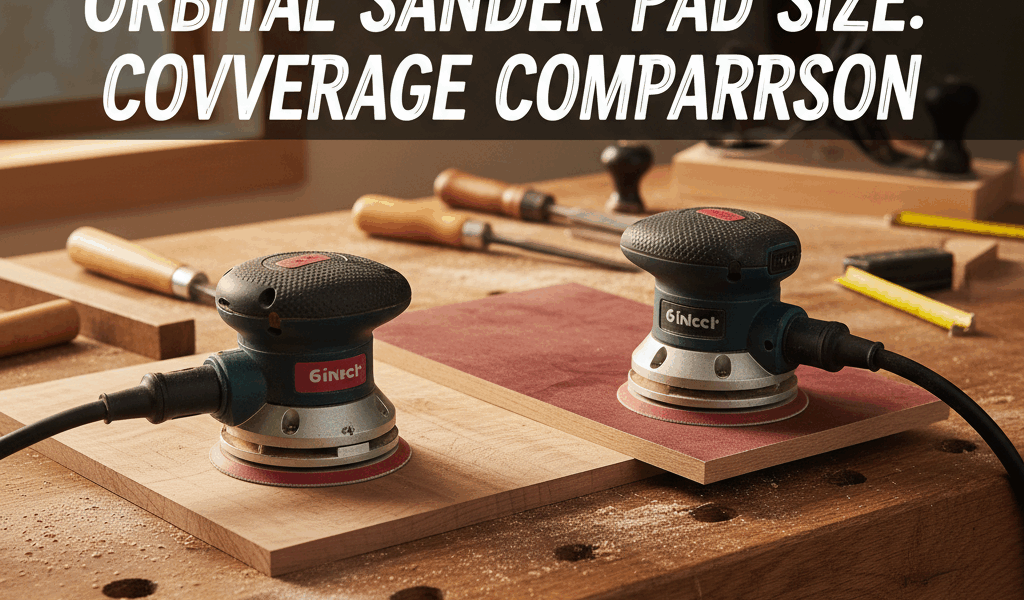 Professional featured image for woodworking article: Orbital Sander Pad Size: 5-Inch vs 6-Inch Cover