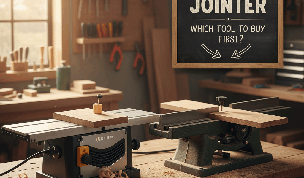Professional featured image for woodworking article: Planer vs Jointer: Which Tool to Buy First. Hig