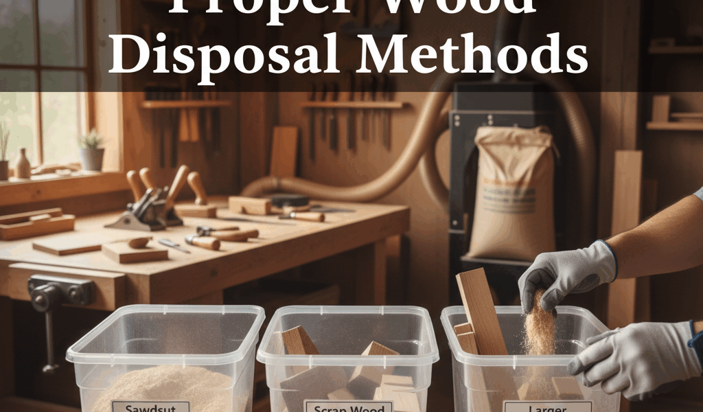 Professional featured image for woodworking article: Proper Wood Disposal Methods. High quality phot