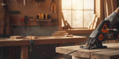Professional featured image for woodworking article: Reciprocating Saw Uses and Tips. High quality p