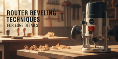 Professional featured image for woodworking article: Router Beveling Techniques for Edge Details. Hi